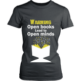 Warning! Open books lead to open minds Fitted T-shirt - Gifts For Reading Addicts