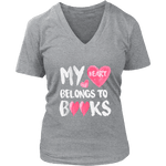 My Heart Belongs To Books V-neck - Gifts For Reading Addicts