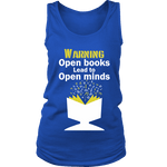 Warning! Open books lead to open minds Womens Tank - Gifts For Reading Addicts