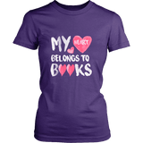 My Heart Belongs To Books Fitted T-shirt - Gifts For Reading Addicts