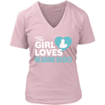 This girl loves reading books V-neck - Gifts For Reading Addicts