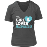 This girl loves reading books V-neck - Gifts For Reading Addicts