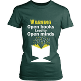 Warning! Open books lead to open minds Fitted T-shirt - Gifts For Reading Addicts