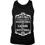 I always check Wardrobes for lions and witches, Mens Tank Top - Gifts For Reading Addicts