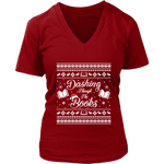 "Dashing Through The Books" V-neck Tshirt - Gifts For Reading Addicts