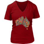 "Australia Bookish Map" V-neck Tshirt - Gifts For Reading Addicts