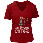 "Cats and books" V-neck Tshirt - Gifts For Reading Addicts