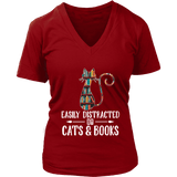 "Cats and books" V-neck Tshirt - Gifts For Reading Addicts