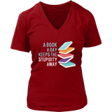 "A Book A Day" V-neck Tshirt - Gifts For Reading Addicts