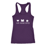 "Cats Books Coffee" Women's Tank Top - Gifts For Reading Addicts