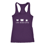 "Cats Books Coffee" Women's Tank Top - Gifts For Reading Addicts