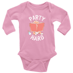 "Party Hard"Long Sleeve Baby Bodysuit - Gifts For Reading Addicts