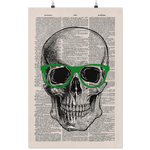 Nerdy Skull vintage dictionary poster - Gifts For Reading Addicts