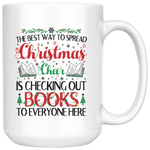 "Christmas Cheer"15oz White Christmas Mug - Gifts For Reading Addicts