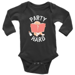 "Party Hard"Long Sleeve Baby Bodysuit - Gifts For Reading Addicts