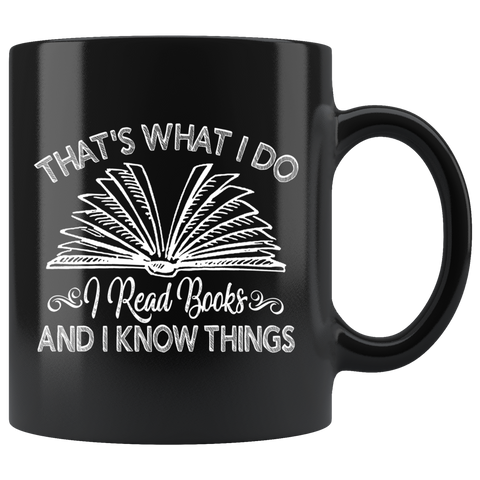 "I Read Books"11oz Black Mug - Gifts For Reading Addicts
