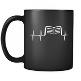 Book Heartbeat Black Mug - Gifts For Reading Addicts